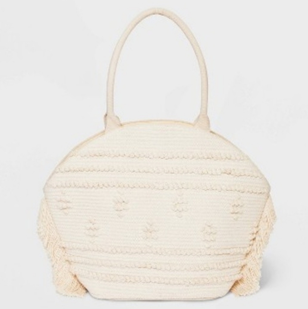 Shade & Shore Cream Textured Shoulder Bag